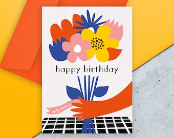 birthday card / floral birthday card / for her / for mum / flower card / birthday bunch / send direct