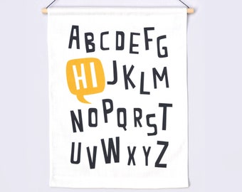 ABC wall hanging / nursery decor / canvas banner / alphabet banner / modern typography