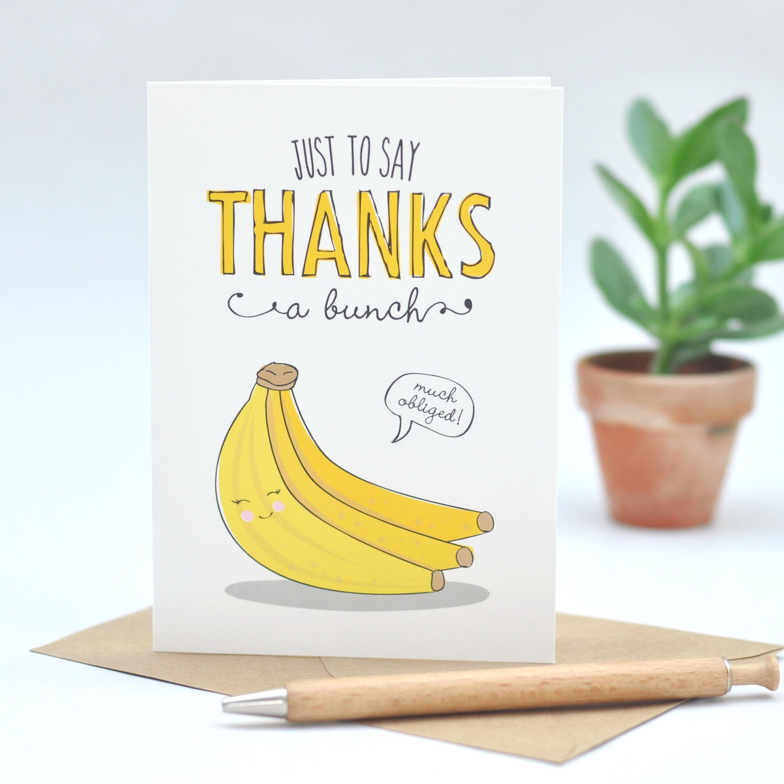 Thank You Card / Thanks a Bunch / Funny Thank You Card / Pun Card / for ...