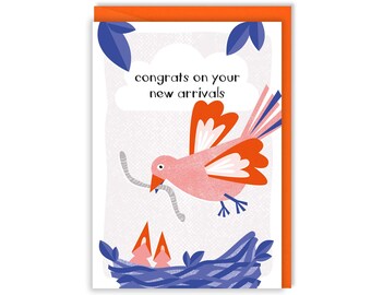 Twin baby card / new arrivals / newborn card / twin boys / twin girls / twins / babies / send direct