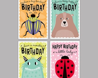 Pack de cartes d’anniversaire pour enfants / Carte d’anniversaire multi / Animal mignon / Joyeux anniversaire / carte d’anniversaire fille / carte d’anniversaire garçon /