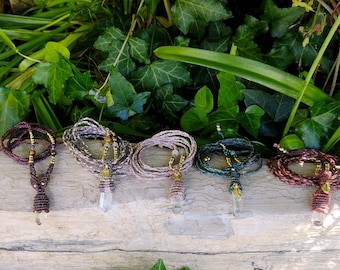 Macrame Crystal Point Necklaces, Quartz Pendants, Bohemian Fairy style, each one different