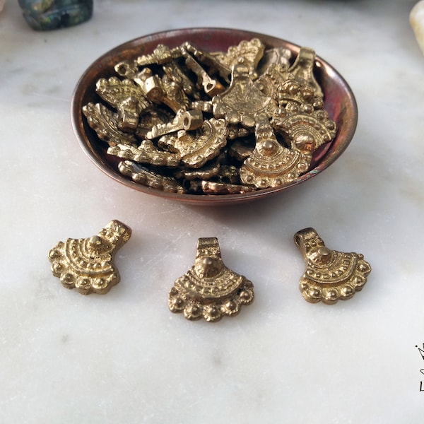 Brass Jewellery Making Charms, Indian Tribal Shaped Pendants for Macrame, Crafting. Choose quantity 3,5, or 10s.