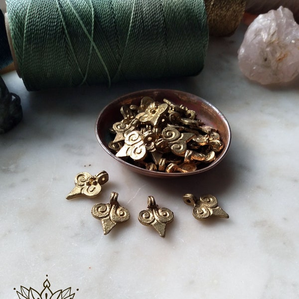 Brass Charms, Indian Brass Swirl Pendants for Macrame, Jewellery Making. Choose quantity 3, 5 or 10s.