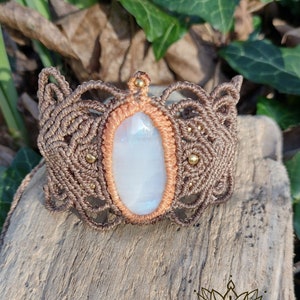 Moonstone Bracelet · Large Ornate Macrame Bracelet · Handmade Boho Design · Natural Stone Jewelry · Tribal Style