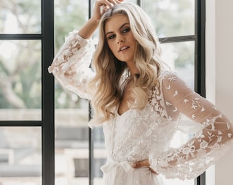 Lace Maxi Robe Including Slip / Lace Bridal Robe / Bridesmaid Robes / Robe / Bridal Robe / Bride Robe / Bridal Party Robes / ADELE