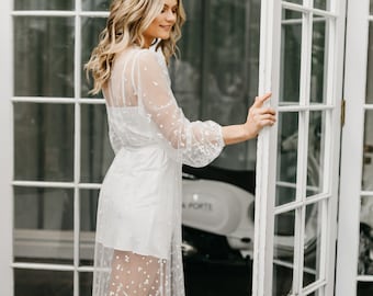 Lace Maxi Robe Including Slip / Lace Bridal Robe / Bridesmaid Robes / Robe / Bridal Robe / Bride Robe / Bridal Party Robes / ADELINA