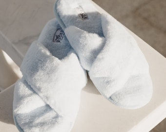 Fluffy Slippers // Knit Slippers // Bridesmaid Slipper // Fur Bridesmaid Slippers // Short Faux Fur // SADIE