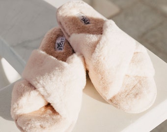 Fluffy Slippers // Knit Slippers // Bridesmaid Slipper // Fur Bridesmaid Slippers // Short Faux Fur // SADIE