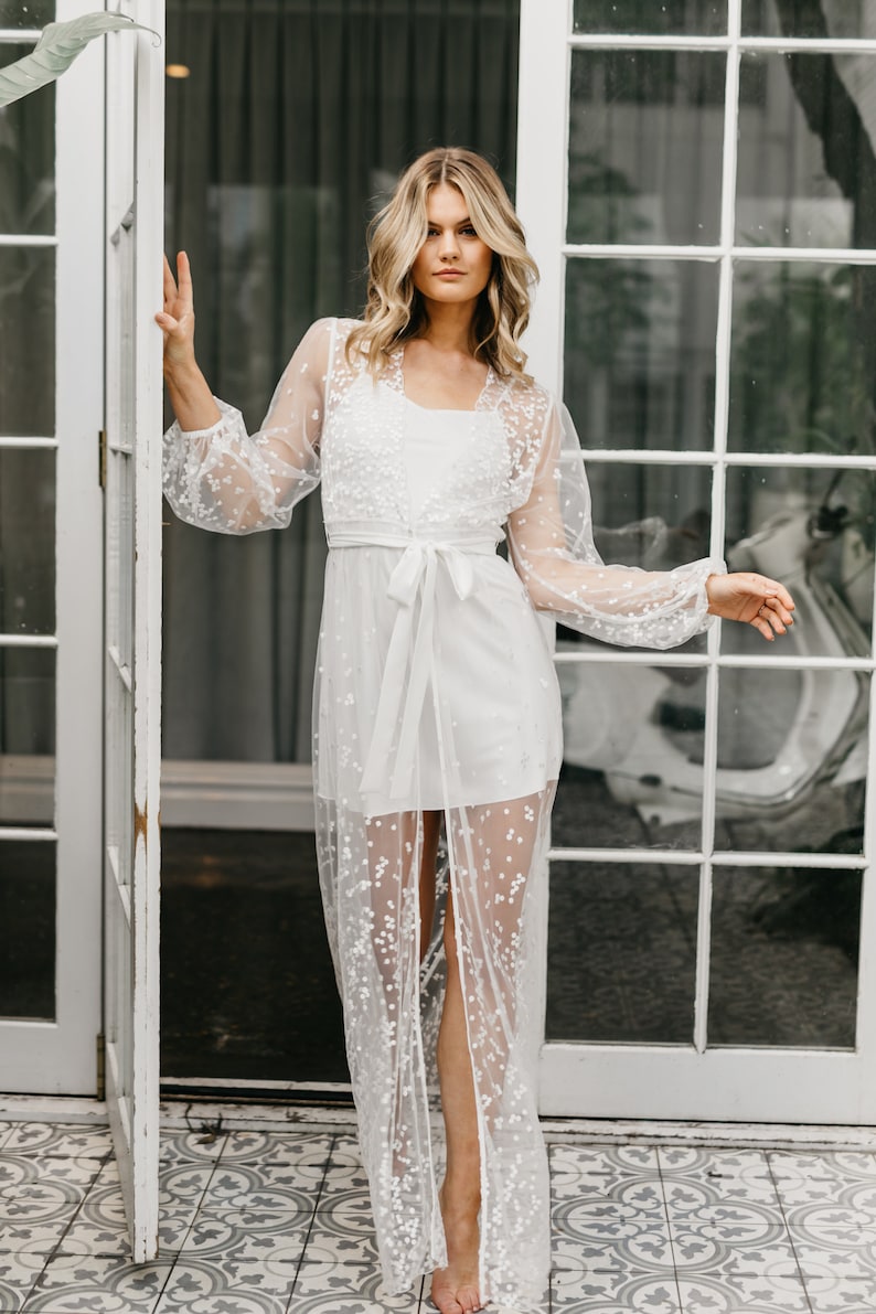 Lace Maxi Robe Including Slip / Lace Bridal Robe / Bridesmaid Robes / Robe / Bridal Robe / Bride Robe / Bridal Party Robes / ADELINA image 7