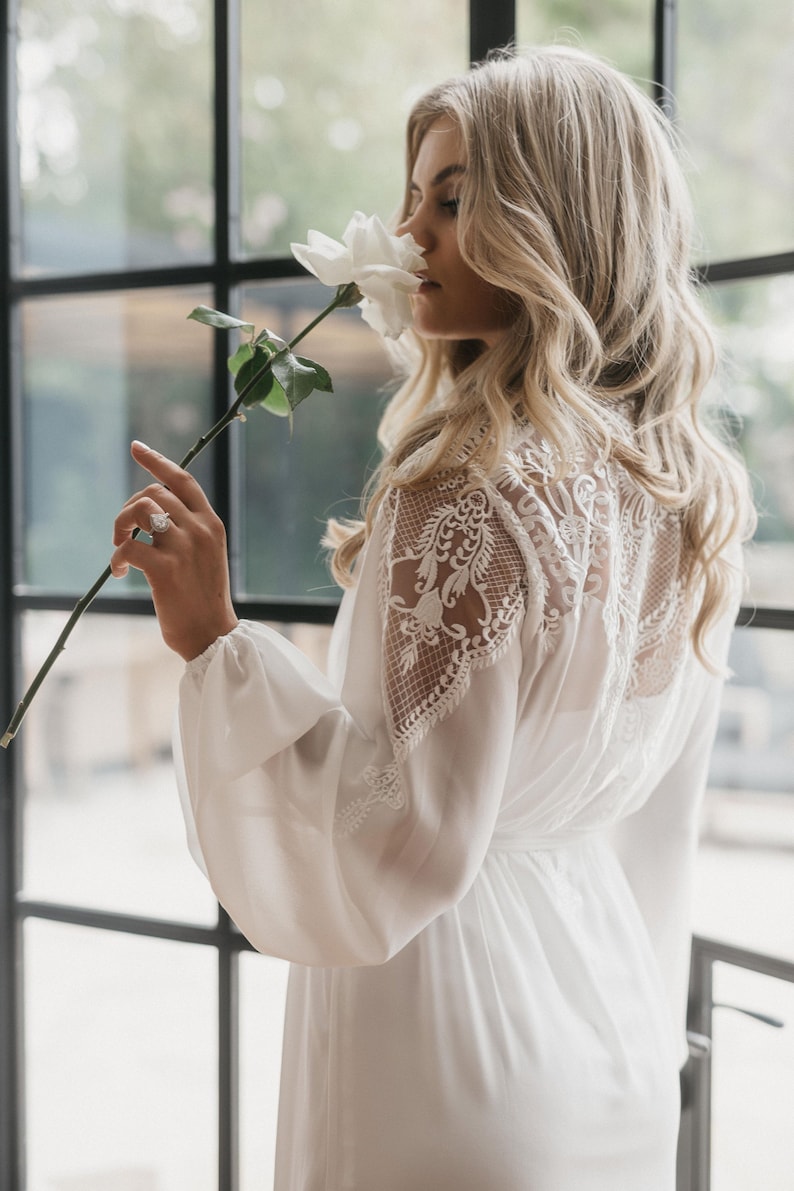 Lace Maxi Robe / Lace Bridal Robe / Bridesmaid Robes / Robe / image 0