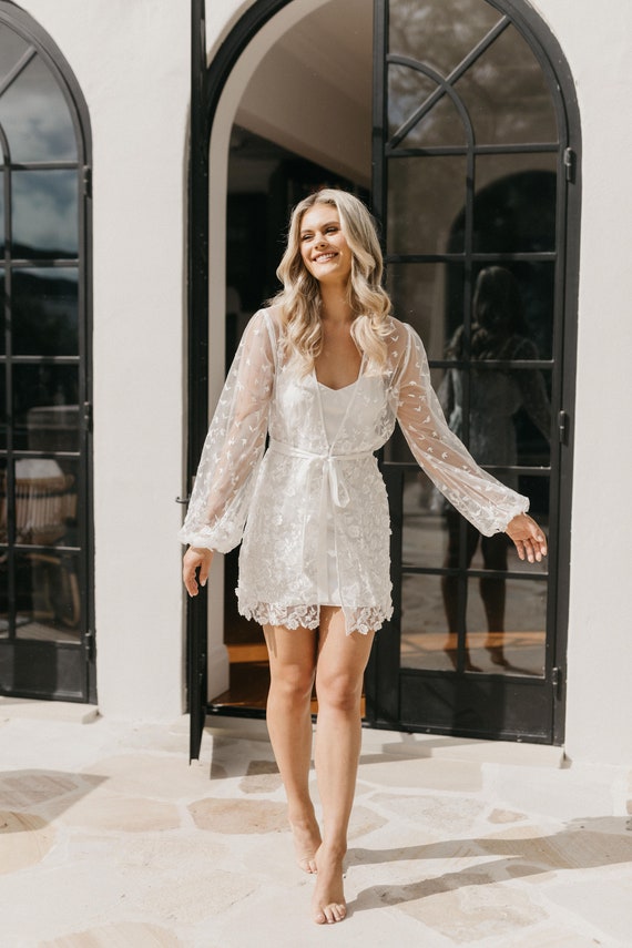Lace Robe Including Slip / Lace Bridal ...
