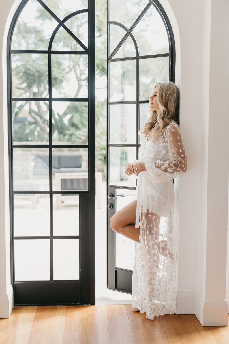 Lace Maxi Robe Including Slip / Lace Bridal Robe / Bridesmaid Robes / Robe / Bridal Robe / Bride Robe / Bridal Party Robes / ADELE image 1