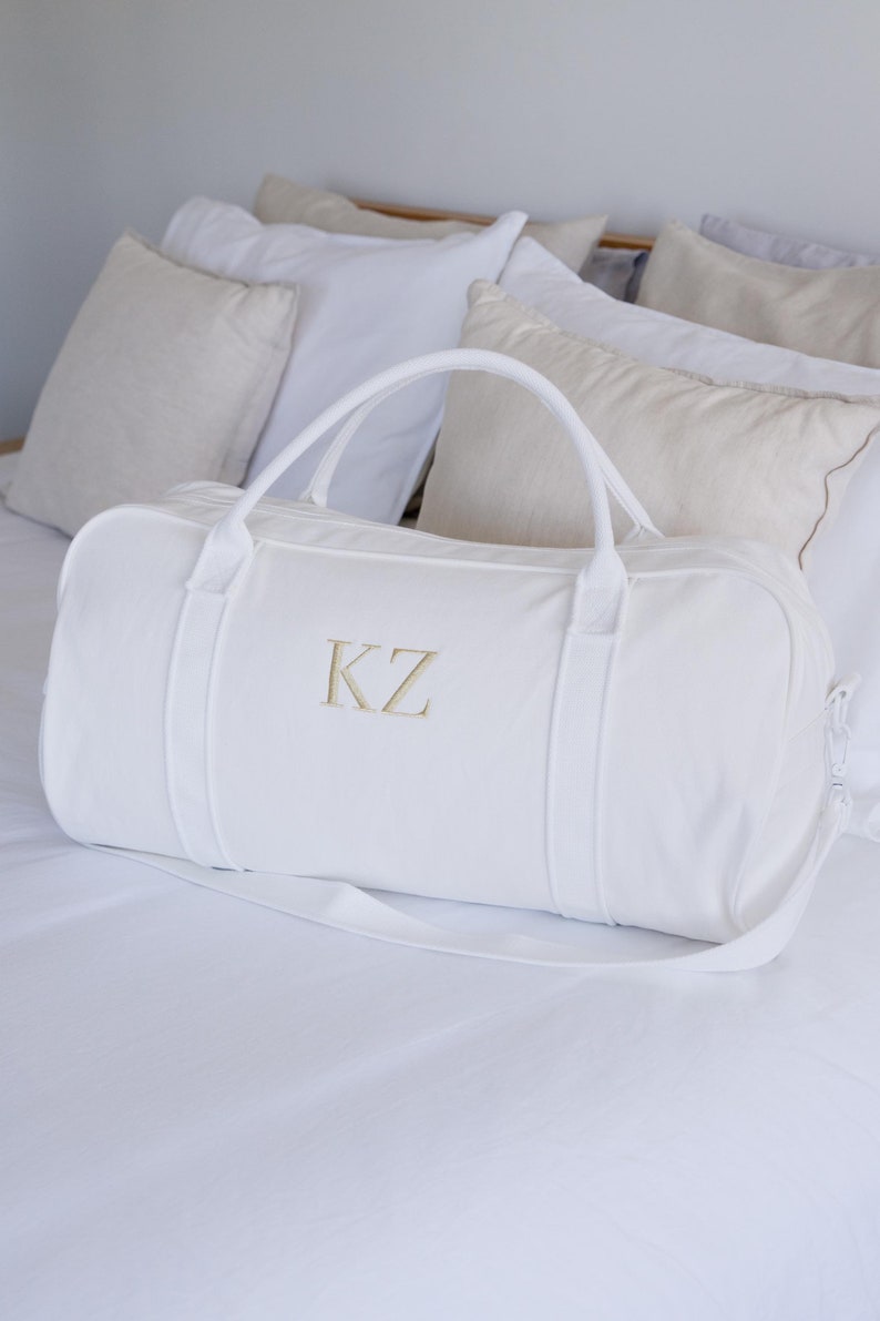 Personalised Bag / Duffle Bag / Baby Bag / Monogrammed Weekender Bags / Hospital Bag / ASPEN Duffle Bag / LARGE White