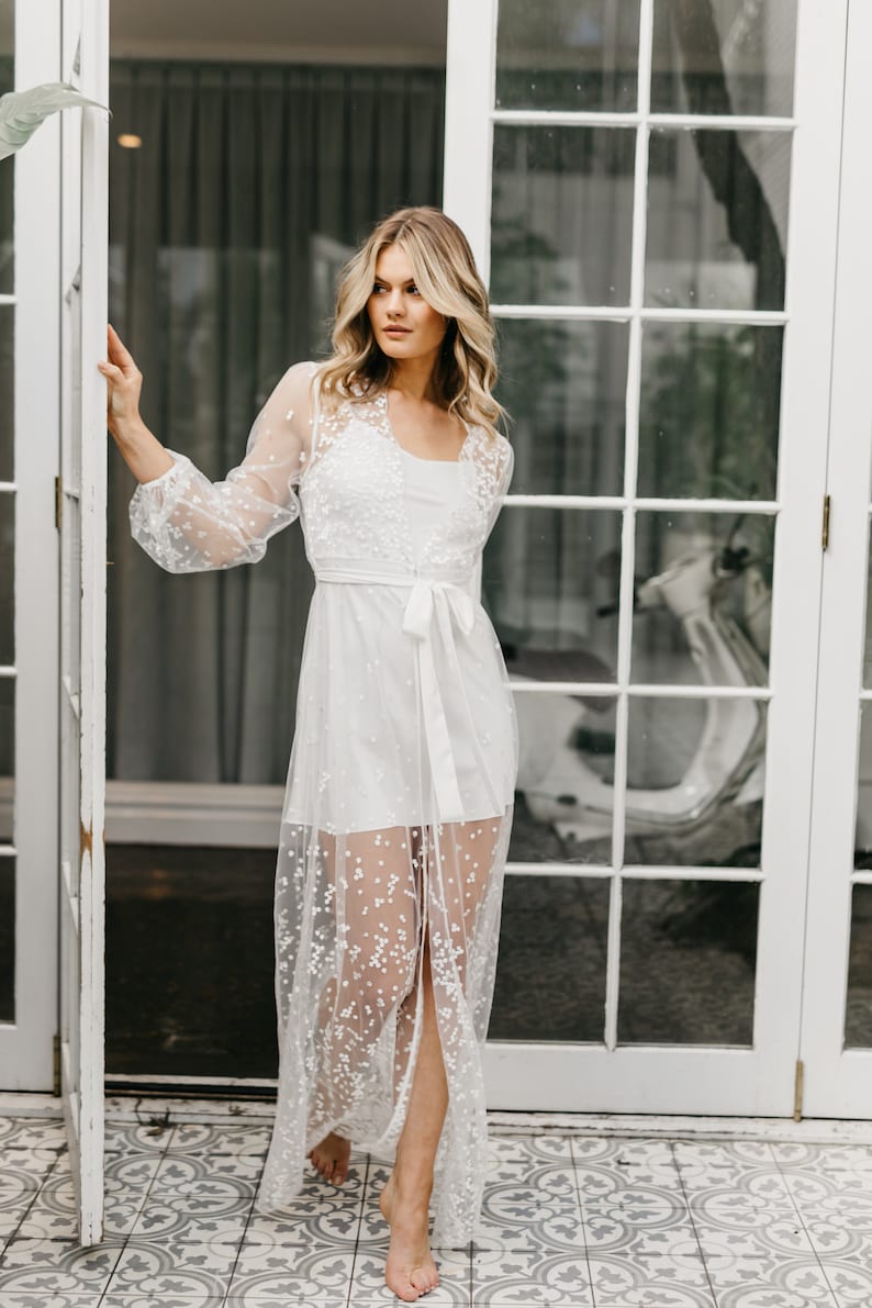 Lace Maxi Robe Including Slip / Lace Bridal Robe / Bridesmaid Robes / Robe / Bridal Robe / Bride Robe / Bridal Party Robes / ADELINA zdjęcie 8