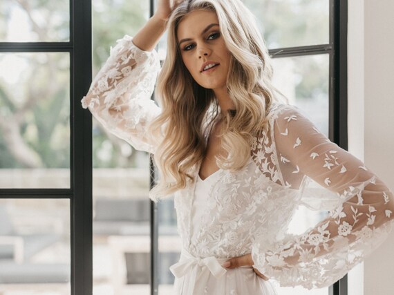 Bridal robes lace cheap
