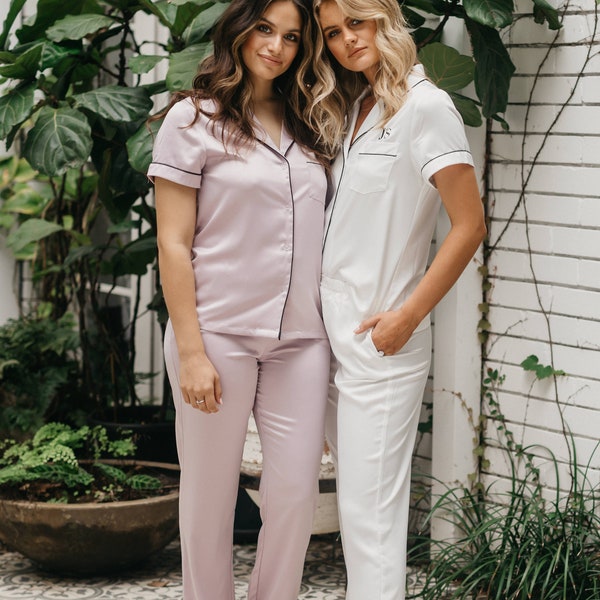 Bridesmaid pajamas / Bridesmaid PJs / Bridesmaid Gift / Pyjamas / Bridal PJS / Bridal / Satin Pyjamas / Bridesmaid Robes / Pajamas / TRACEY