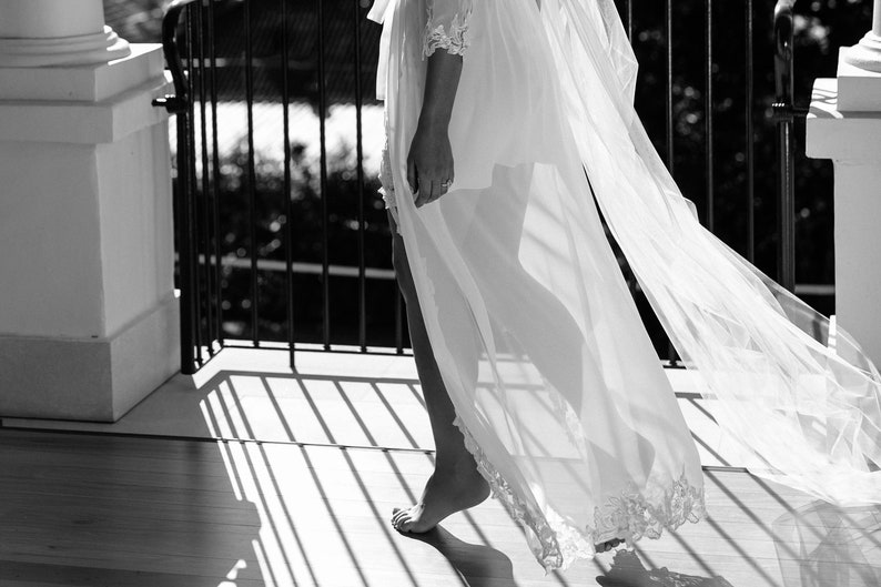 Lace Trim Maxi Lace Bridal Robe Bridesmaid Robes Robe Bridal Robe Bride Robe Bridal Party Robes IRIS