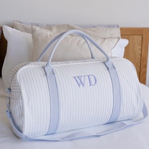 Personalised Bag / Duffle Bag / Baby Bag / Monogrammed Weekender Bags / Hospital Bag / ASPEN Duffle Bag / LARGE Soft Blue Stripe