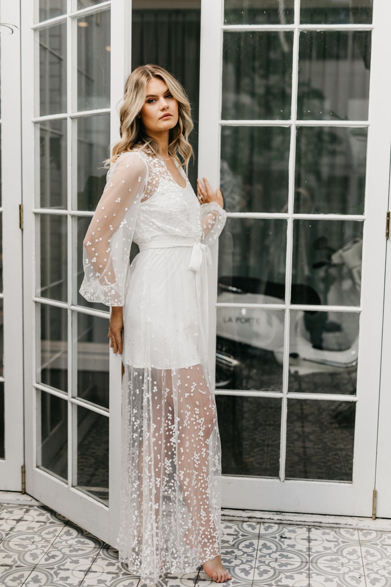 Lace Maxi Robe Including Slip / Lace Bridal Robe / Bridesmaid Robes / Robe / Bridal Robe / Bride Robe / Bridal Party Robes / ADELINA zdjęcie 3