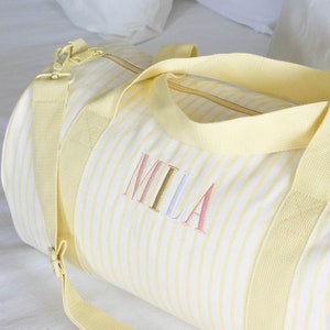 Children Personalised Bag /Children Gifts/Monogrammed Weekender Bags/Baby Bag/Hospital Bag /Personalized Duffle / Overnight BEBE Bag / SMALL Lemon Stripe