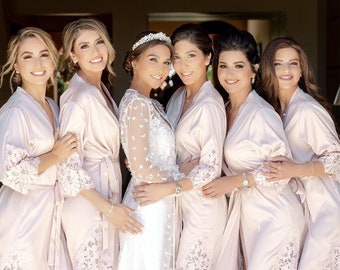 Lace Bridal Robe // Bridesmaid Robes // Bridal Robe // Bride Robe // Bridal Party Robes // Bridesmaid Gifts // Satin Robe // KARUNA