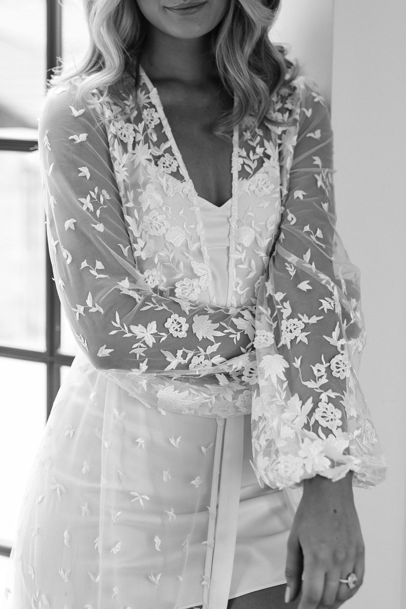 Lace Maxi Robe Including Slip / Lace Bridal Robe / Bridesmaid Etsy