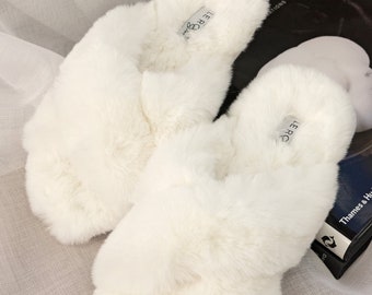 Fluffy Slippers // Knit Slippers // Bridesmaid Slipper // Fluffy Bridesmaid Slippers // FLUFFY