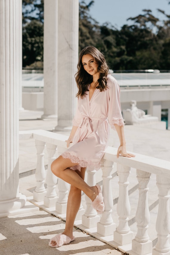 Lace top trim robe