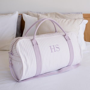 Personalised Bag / Duffle Bag / Baby Bag / Monogrammed Weekender Bags / Hospital Bag / ASPEN Duffle Bag / LARGE Lilac Stripe