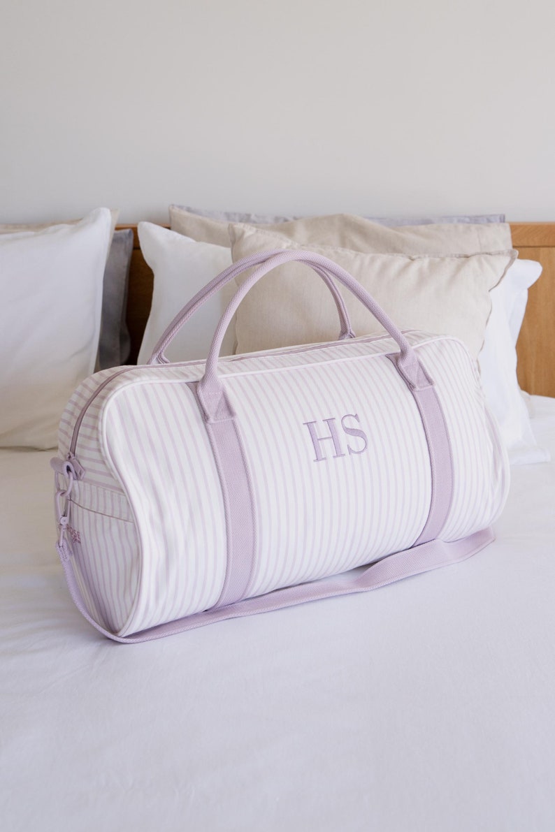 Personalised Bag / Duffle Bag / Baby Bag / Monogrammed Weekender Bags / Hospital Bag / ASPEN Duffle Bag / LARGE Lilac Stripe