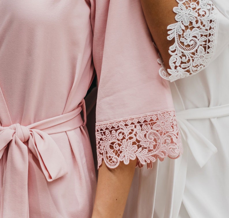 Midi Bridesmaid Robe / Cotton Bridesmaid Robe / Bridal Robe / Jersey Bridesmaid Robe / Jersey Robe / Midi Length Robe VALERIE Rose Pink