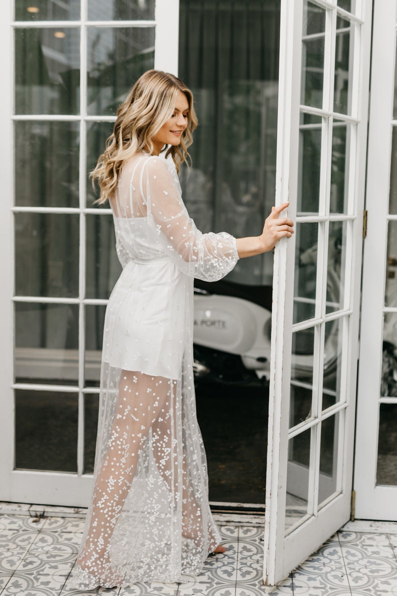 Lace Maxi Robe Including Slip / Lace Bridal Robe / Bridesmaid Robes / Robe / Bridal Robe / Bride Robe / Bridal Party Robes / ADELINA zdjęcie 1