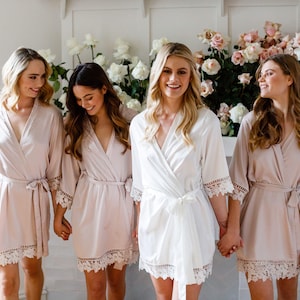 RUSH ORDER Bridal Robe and Bridesmaid Robes Le Rose Original Lauren Lace Robe