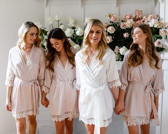 RUSH ORDER Bridal Robe and Bridesmaid Robes Le Rose Original Lauren Lace Robe