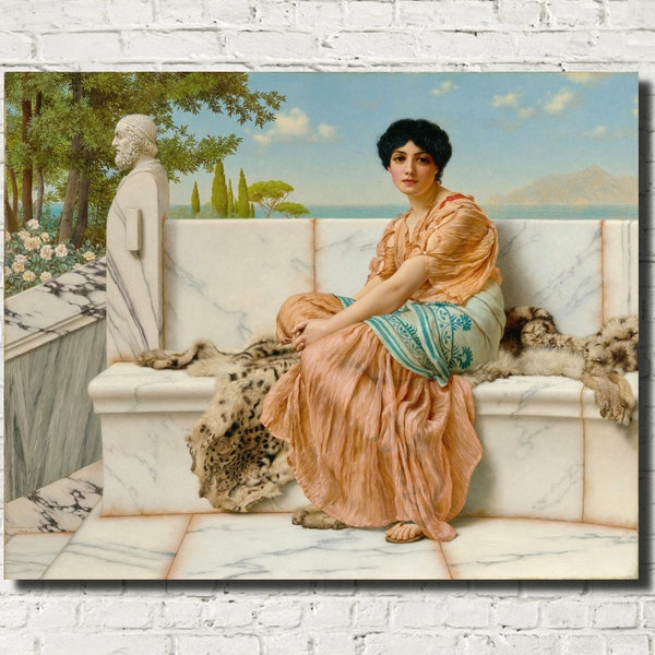 John William Godward Fine Art Print, In The Days of Sappho, Poetess Figurative Painting