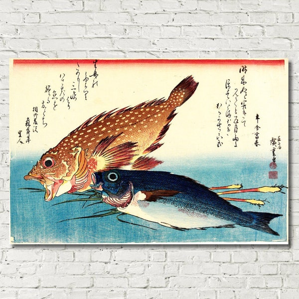 Japanese Art Print : Scorpion Fish & Isaki Painting, Hiroshige, Ukiyo-e