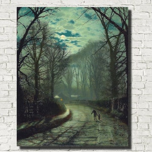 John Atkinson Grimshaw Fine Art Print: een maanverlichte wandeling
