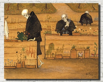 Garden of Death, Hugo Simberg Fine Art Print, Occult Art, Skeletons