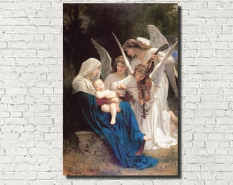天使の聖母キャンバス壁アート - ウィリアム・アドルフ・ブグローの