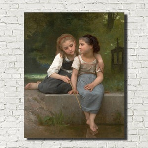 William-Adolphe Bouguereau Fine Art Print : Fishing for Frogs, Young Girls