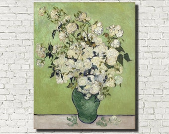 フィンセント・ファン・ゴッホ：静物画 - ピンクのバラが入った花瓶