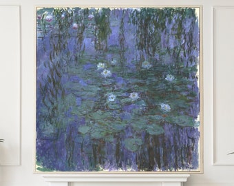 Blue Water Lilies, Claude Monet Impressionist Art Print