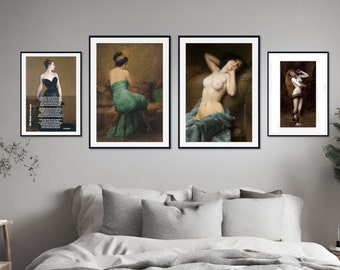 Bedroom Art Gallery Wall Set of 4 Framed Prints
