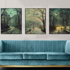 Set of 3 John Atkinson Grimshaw Prints, The Moonlit Nightscape Collection, High Quality Giclée Posters