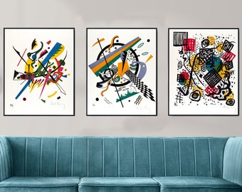 Wassily Kandinsky Abstract Prints Set of 3, Kandinsky Art Posters, Geometric Abstract Wall Art Posters, High Quality Giclée