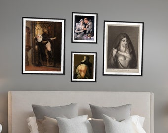 Bedroom Art Gallery Wall Set of 4 Nude Nuns Large Framed Prints