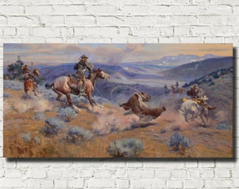 Charles Marion Russell, Western American Fine Art Print : Swift Horses are Surer than Lead