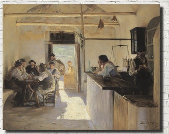 Peder Severin Krøyer Fine Art Print :  Osteria in Ravello Cafe Bar Art