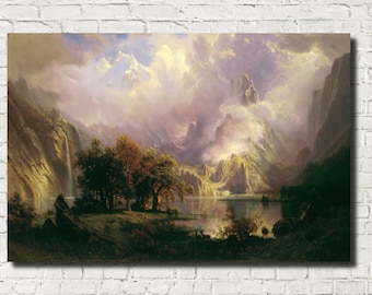 アルバート・ビアスタット作 ロッキー山脈の風景 1870年 美術館品質
